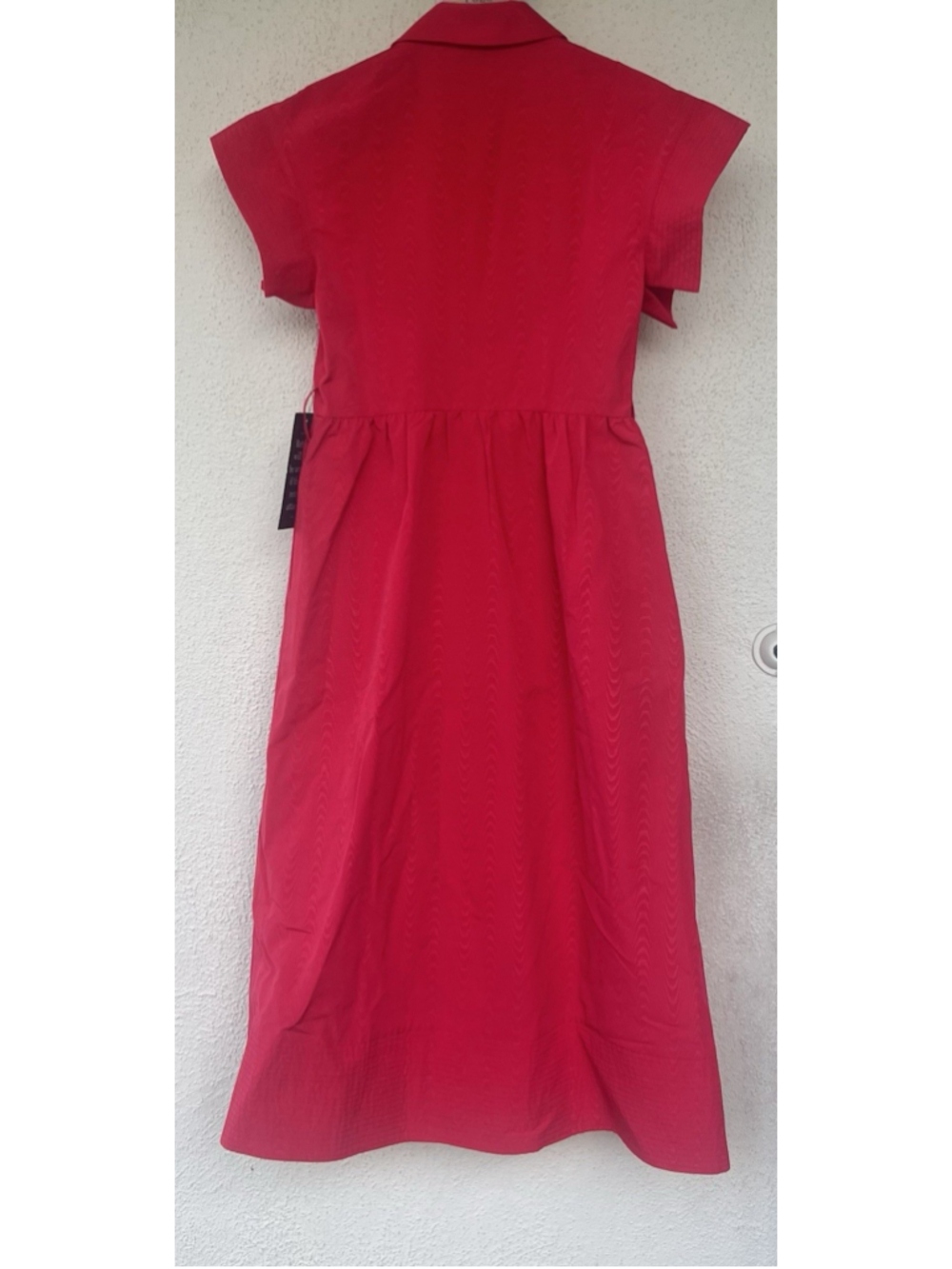 New Tuckernuck Red Chloe Midi Dress S No Belt Collared Moir Classic Elegant - Picture 10 of 13